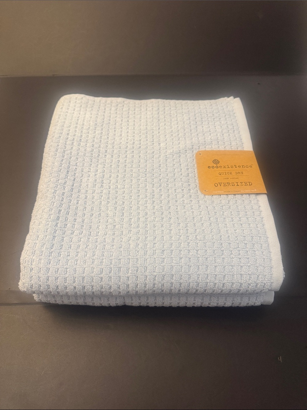 10pc ECOEXISTENCE Quick Dry 100% Cotton Oversized Bath Towel Set - Powder Blue - Picture 9 of 9